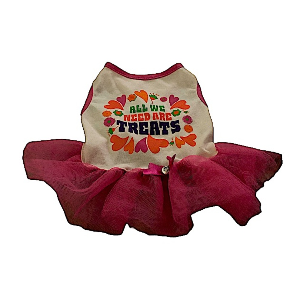 Pre -Owned Pet Dog All We Need Are Treats" Doggy Tutu Dress Pink & White…